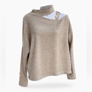 ChicMe Tan Cold Shoulder Knit Sweater Dressy Casual Size L